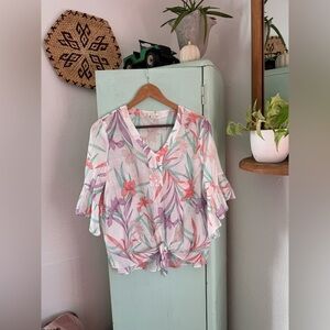 Cooper & Ella Iris Blouse, Size Small, Lavender Multi Color